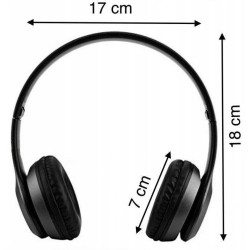 Słuchawki bezprzewodowe czarne P47 z radiem FM